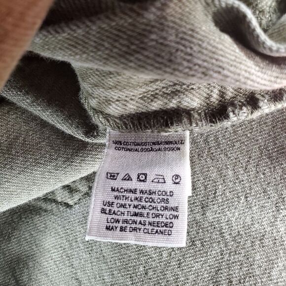 FREE PEOPLE “Torn Up” Denim Jumper Washed Olive Green Overalls Size 6 - Picture 10 of 12